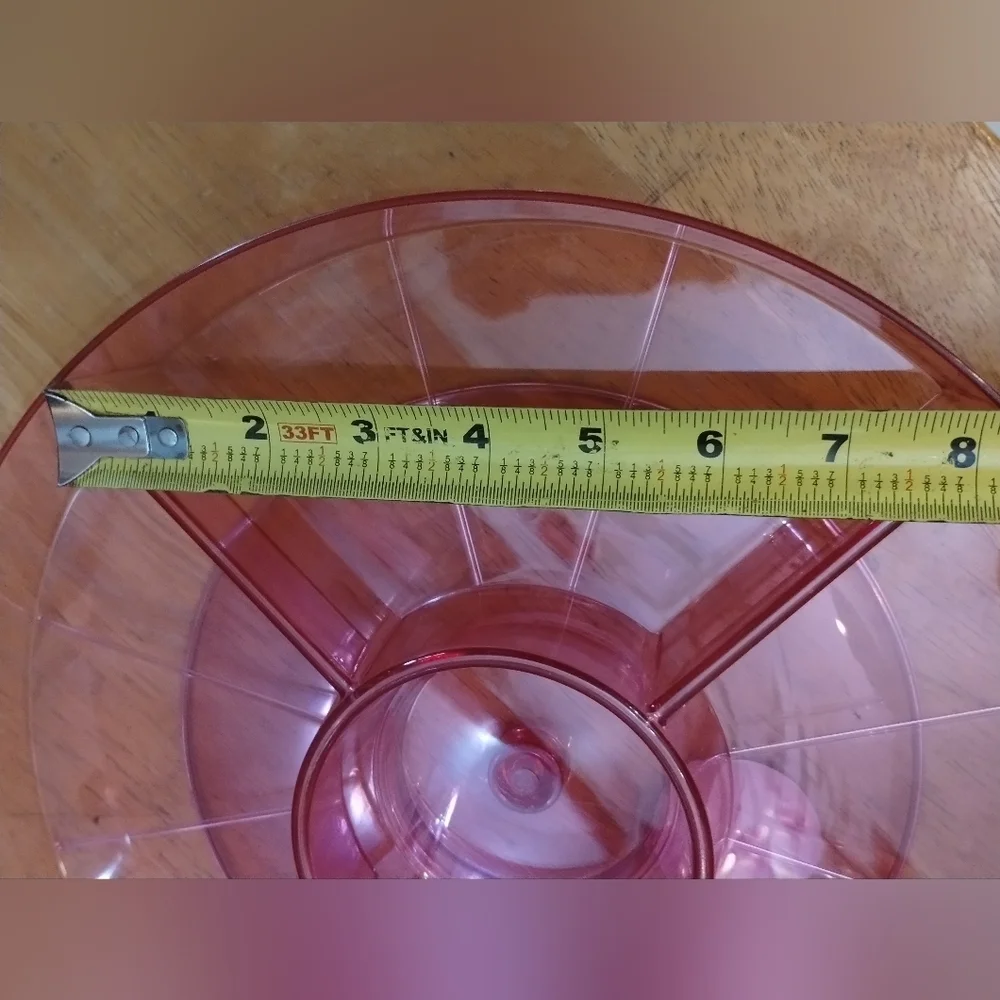 New Pink Divided Serving Lazy Susan Spinning Tray